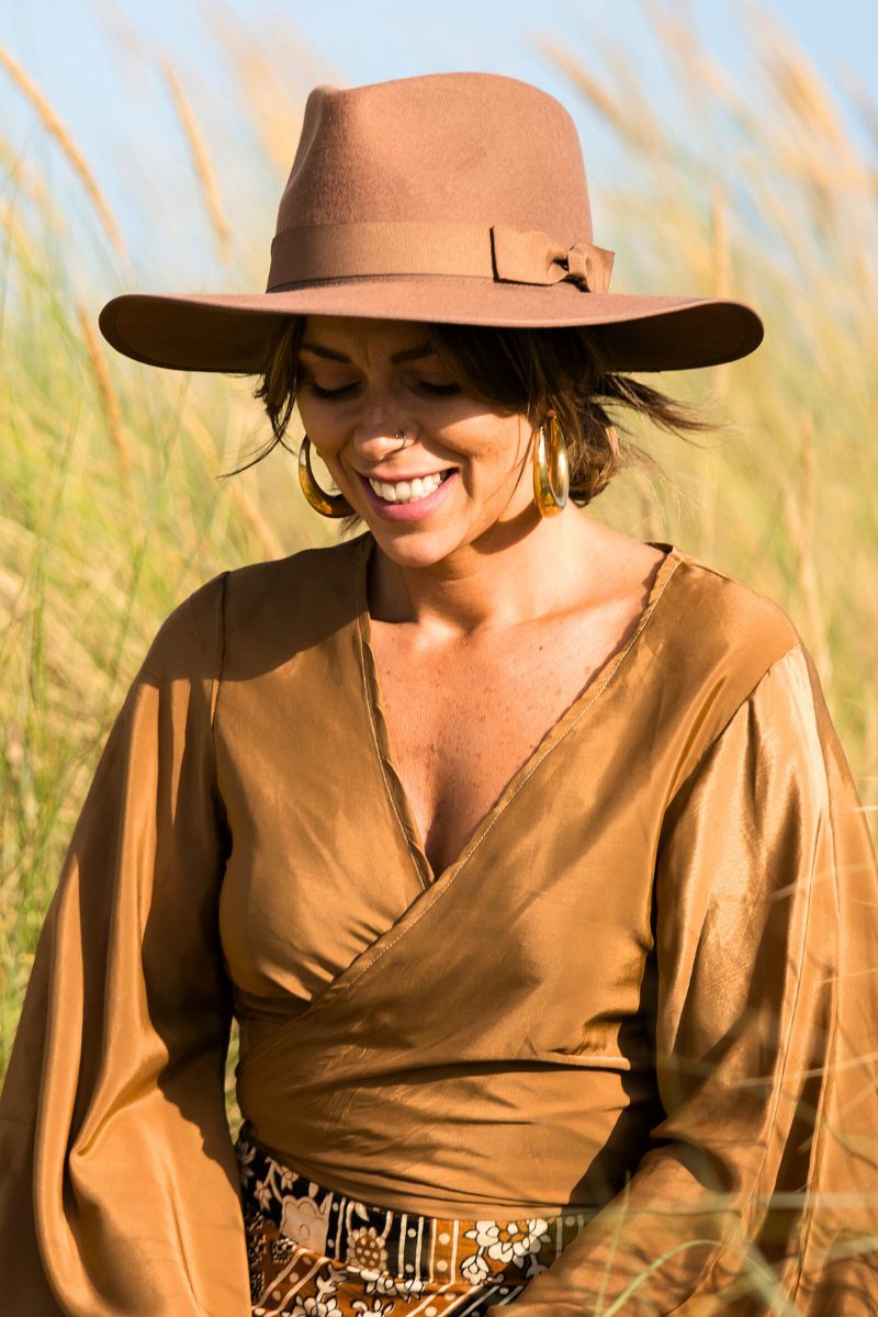 Vintage Inspired Sierra Wide Brim Fedora Hat Tan All About Audrey All About Audrey Vintage Boutique