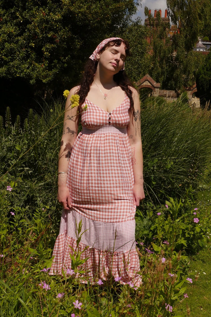 Pink gingham dress plus size hotsell