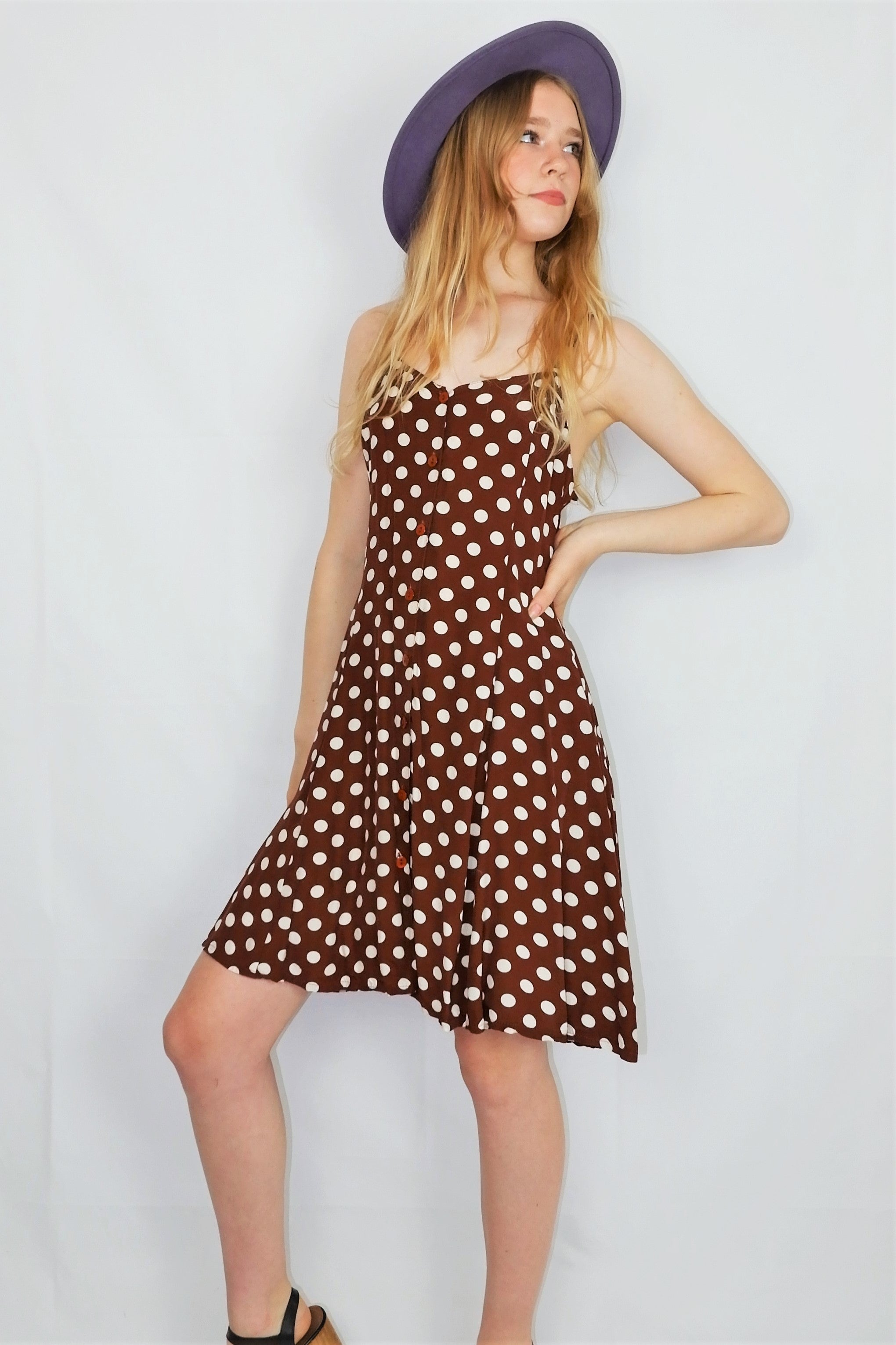 Tan and white hot sale polka dot dress