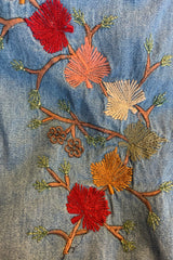 Willa Reclaimed Denim Waistcoat - Autumn Leaf Embroidery - Size M/L