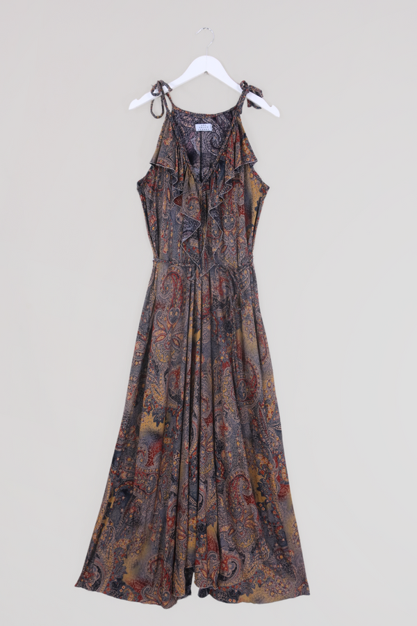 Delphi Maxi Halter Dress in Ash Batik Paisley by All About Audrey