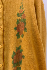 Vintage Knit Cardigan - Soft Yellow Country Rose - Size S