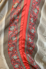 SALE | Eden Halter Maxi Dress - Vintage Sari - Ecru & Coral Quartz Paisley - Free Size S - M