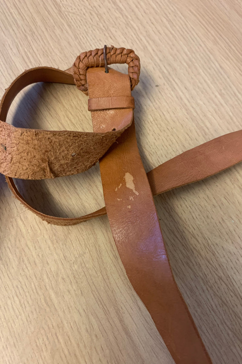 Vintage Cuban Tan Leather Bucket Tote