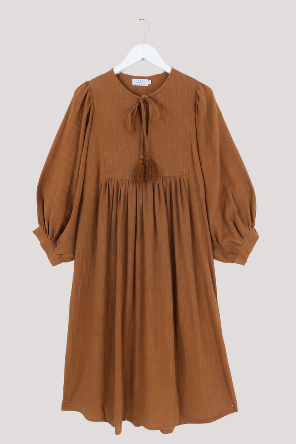 Posy Midi Dress in Tan by All About Audrey