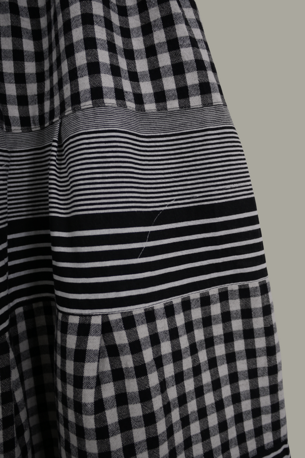 Adelaide Patchwork Maxi Skirt in Beetlejuice Black & White Stripes by All About Audrey