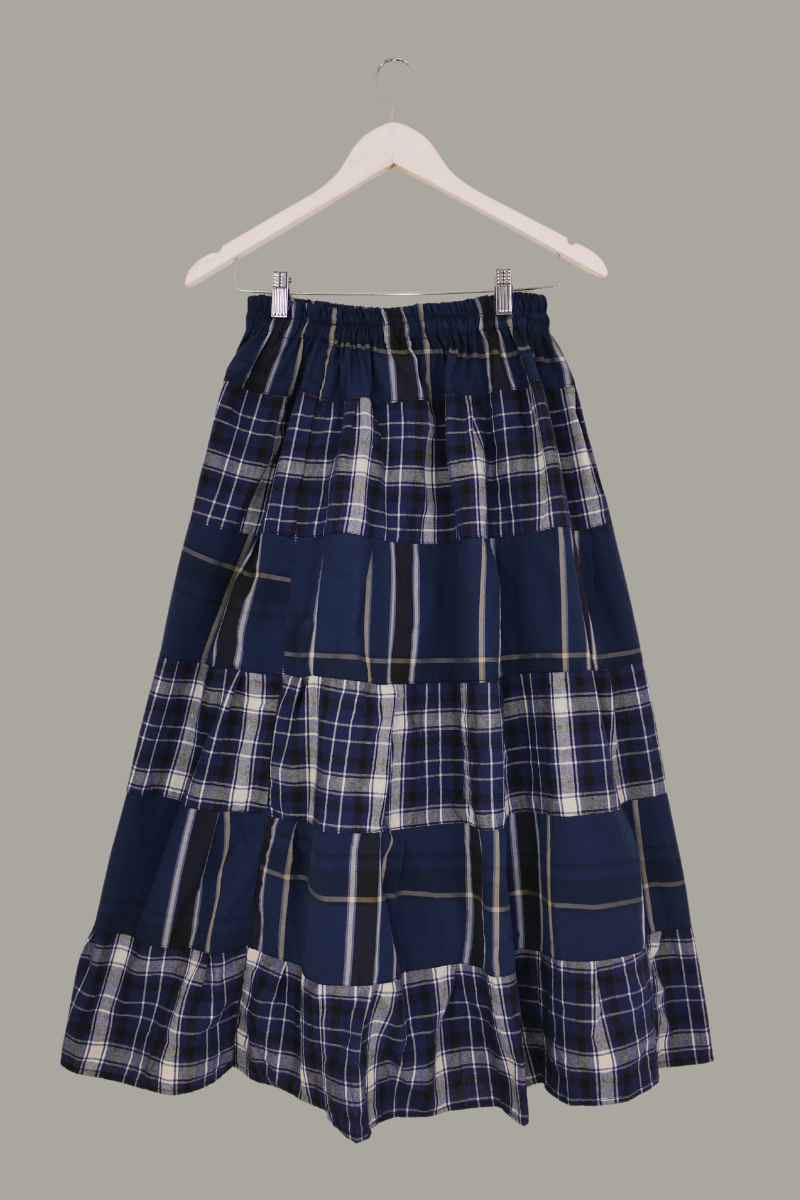 Adelaide Patchwork Maxi Skirt in Washed Navy & Black by All About Audrey