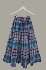 Adelaide Patchwork Maxi Skirt in Tropical Blue & Hibiscus Pink Tartan by All About Audrey