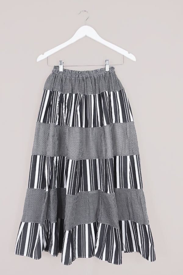 Adelaide Patchwork Maxi Skirt in Ash Stripe by All About Audrey