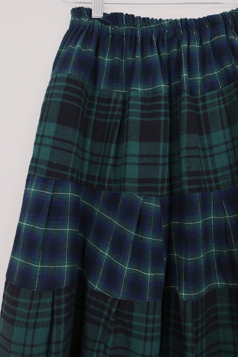 Adelaide Patchwork Maxi Skirt in Classic Pine & Navy Plaid by All About Audrey