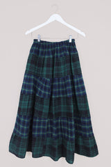 Adelaide Patchwork Maxi Skirt in Classic Pine & Navy Plaid by All About Audrey