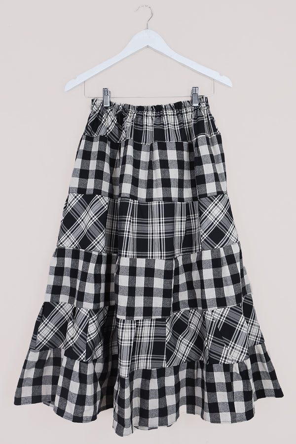 Adelaide Patchwork Maxi Skirt in Checkerboard Flannel by All About Audrey