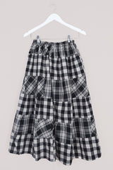 Adelaide Patchwork Maxi Skirt in Checkerboard Flannel by All About Audrey