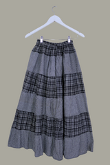 Adelaide Patchwork Maxi Skirt in Fine Woven Gingham & Grey Check by All About Audrey