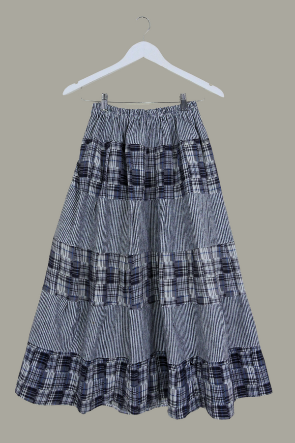 Adelaide Patchwork Maxi Skirt in French Lady Grey Patchwork by All About Audrey