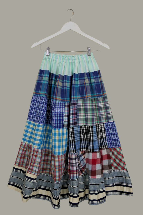 Adelaide Patchwork Maxi Skirt in Spring Picnic Plaid by All About Audrey