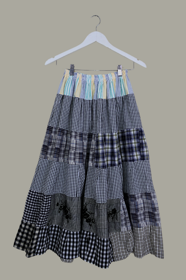 Adelaide Patchwork Maxi Skirt in Pop of Colour Pattern Clash