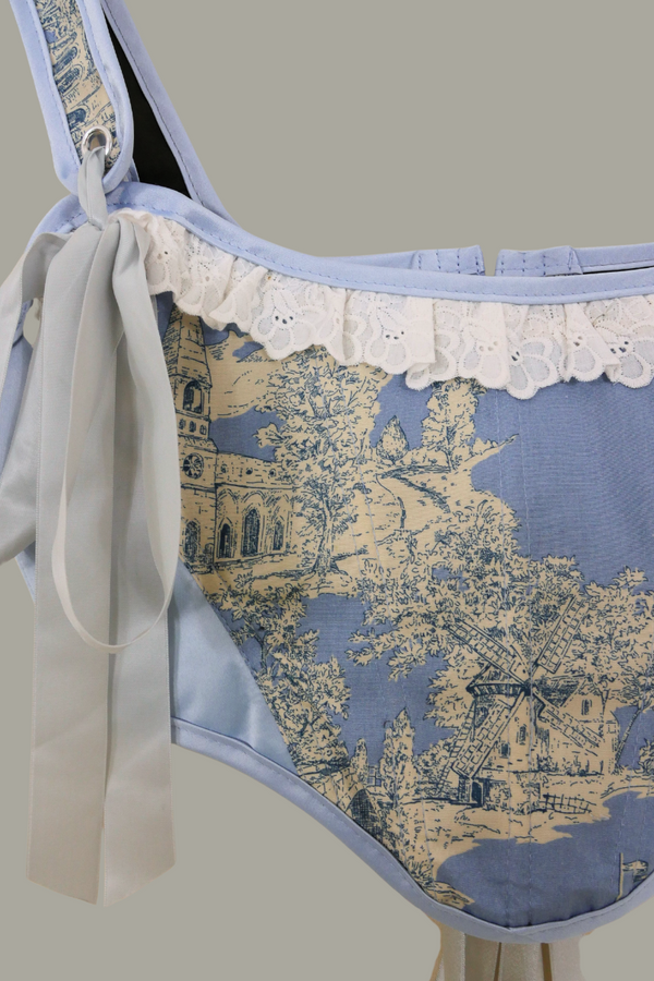 Antoinette Toile Corset in Fine China Blue