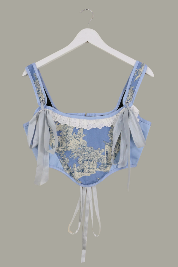 Antoinette Toile Corset in Fine China Blue