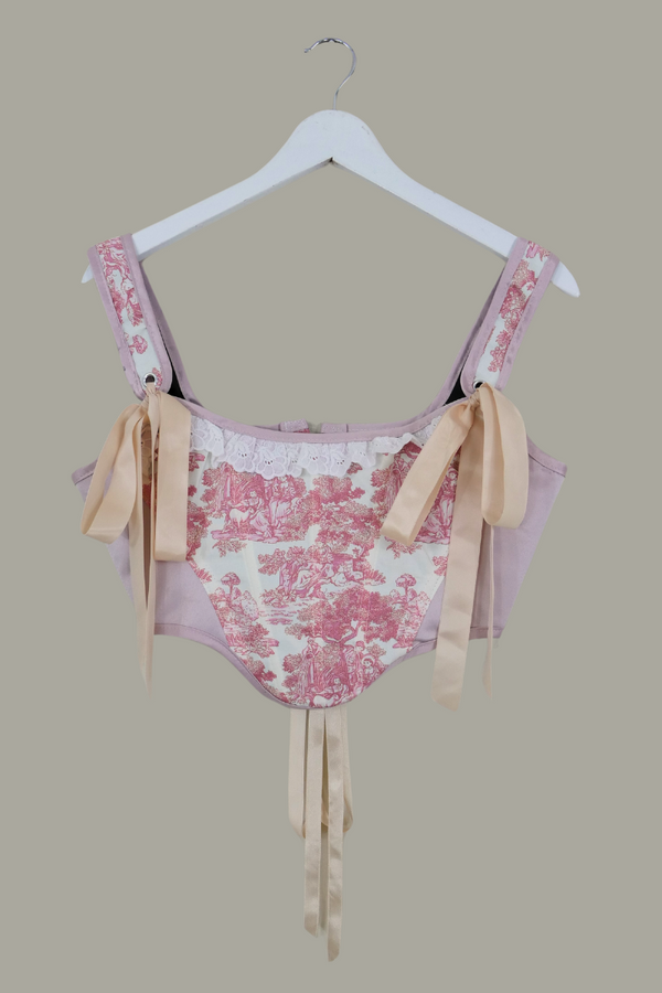 Antoinette Tapestry Corset in Porcelain Pink by All About Audrey