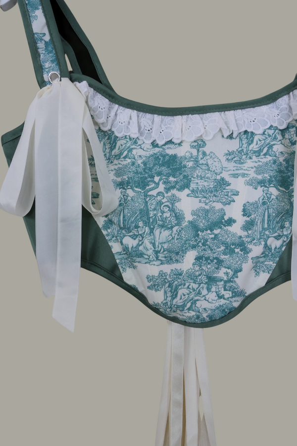 Antoinette Tapestry Corset in Antique Toile by All About Audrey