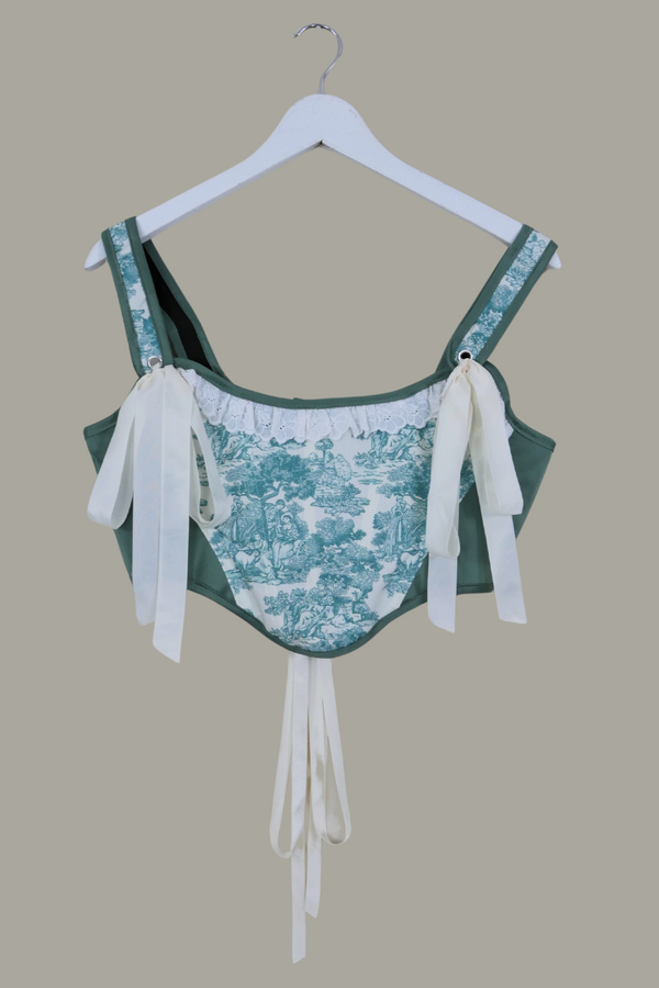 Antoinette Tapestry Corset in Antique Toile by All About Audrey