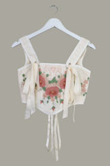 Antoinette Embroidered Corset in Pink Rose of Provins by All About Audrey