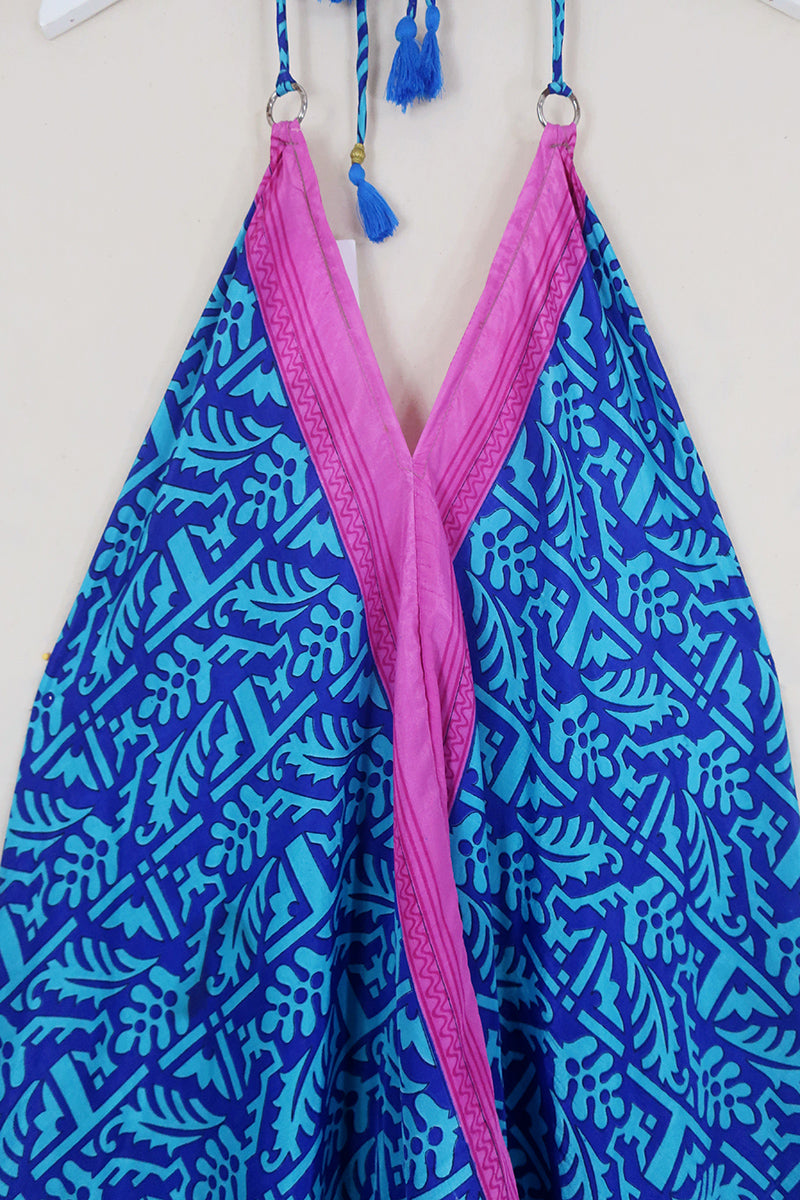 SALE | Athena Maxi Dress - Vintage Sari - Cobalt Blue & Fuchsia - M to L/XL by All About Audrey