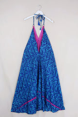 SALE | Athena Maxi Dress - Vintage Sari - Cobalt Blue & Fuchsia - M to L/XL by All About Audrey