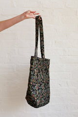 Rhiannon Black Floral Tapestry Tote Bag