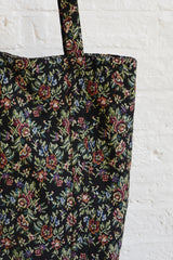 Rhiannon Black Floral Tapestry Tote Bag