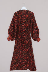 Lola Folklore Floral Wrap Dress in Cedar Red by All About Audrey