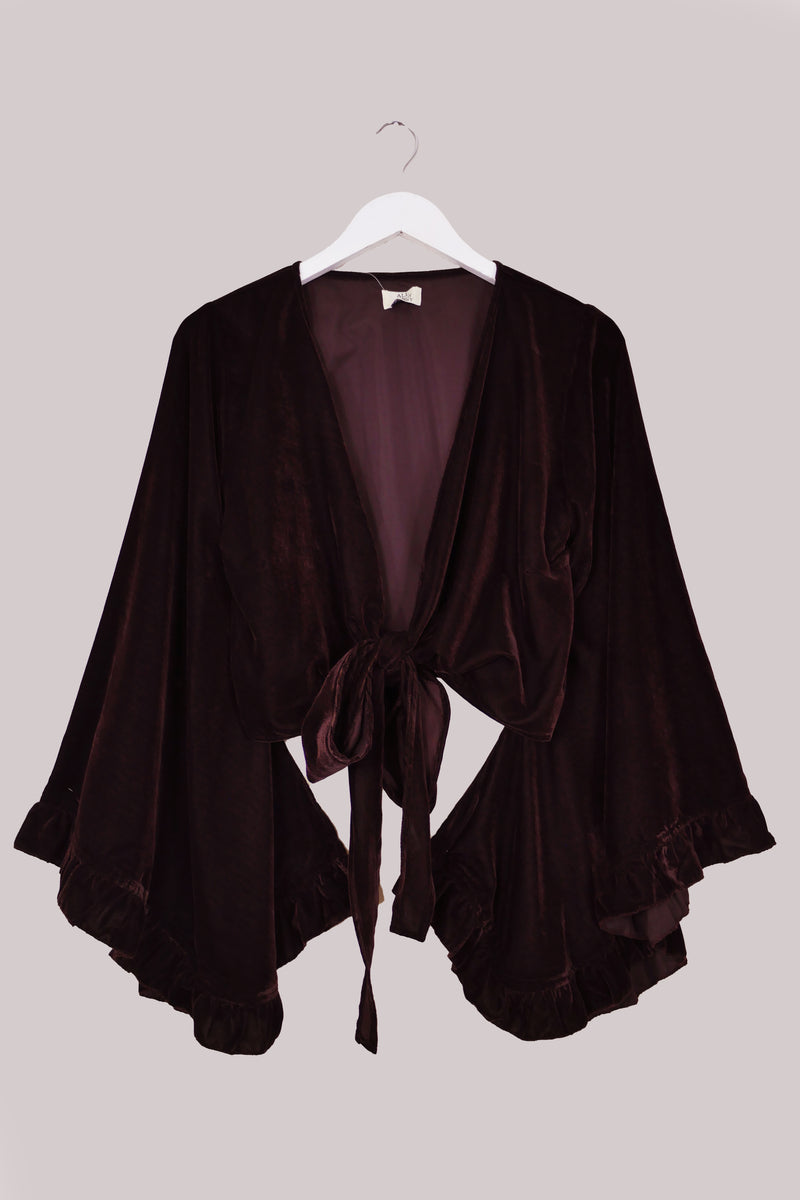 Khroma Venus Wrap Top in Chocolate Brown Velvet