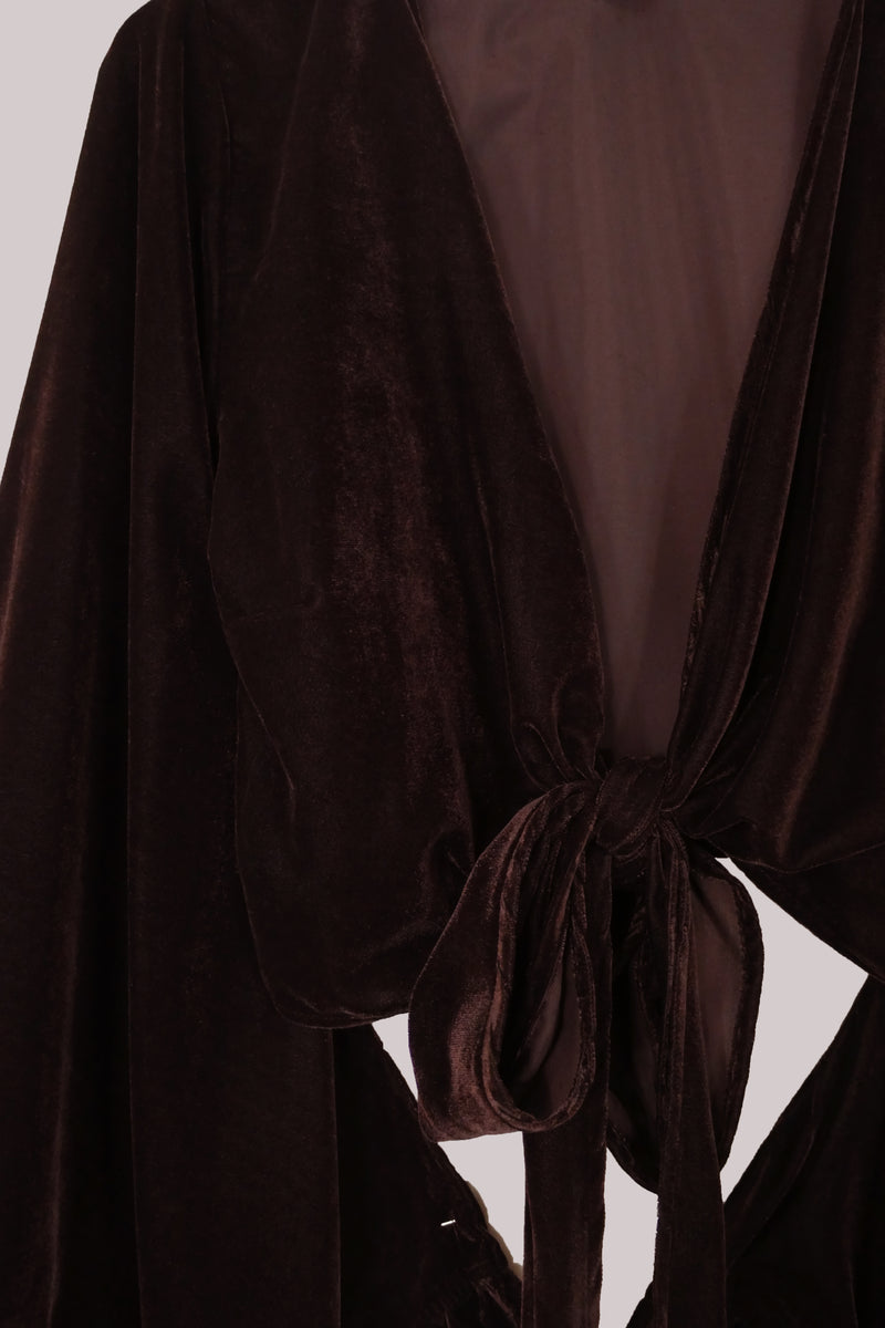 Khroma Venus Wrap Top in Chocolate Brown Velvet