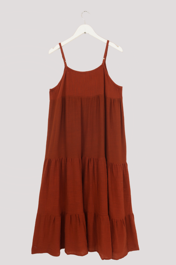 Clover Midi Dress in Rust Red by All About Audrey