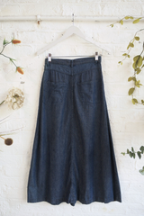 Vintage Denim Skirt - Cool Blue Longline Button Up Maxi - Size W27