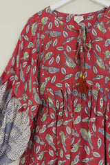 Daisy Smock Top - Scarlet Singing Birds - Vintage Cotton - Size M/L