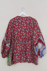 Daisy Smock Top - Scarlet Singing Birds - Vintage Cotton - Size M/L