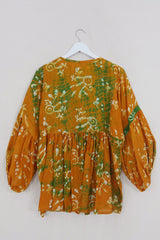 Daisy Smock Top - Sunglow & Sage Batik - Vintage Cotton - Size M/L by All About Audrey