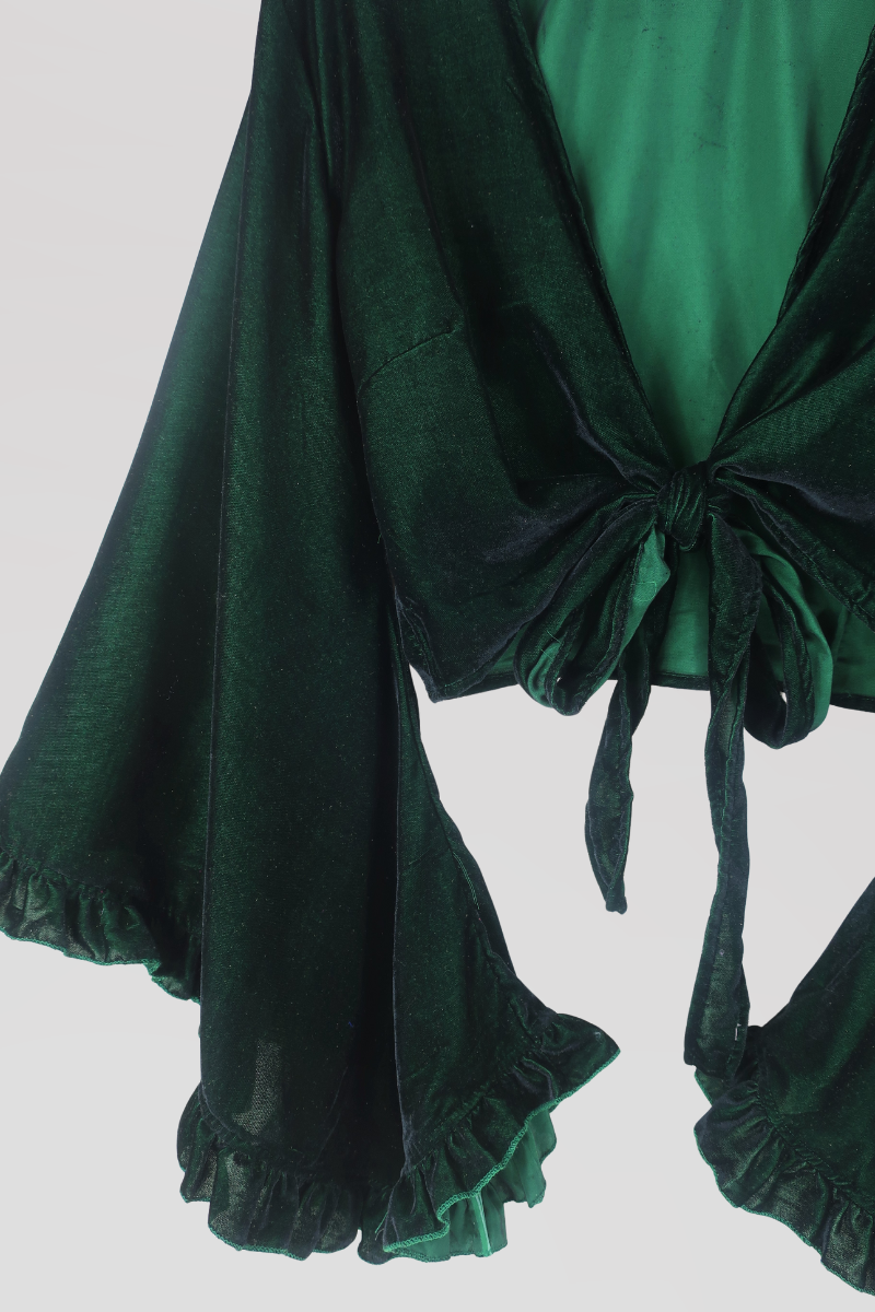 Khroma Venus Wrap Top in Diesel Green Velvet by all about audrey