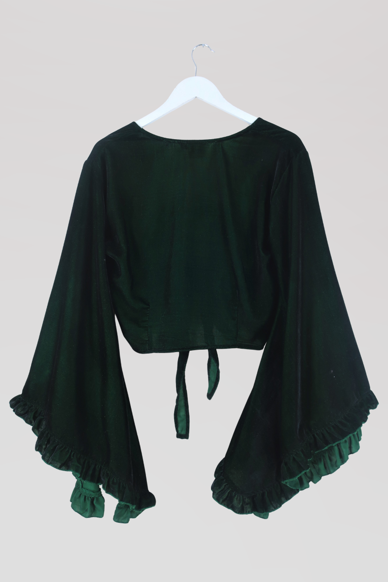 Khroma Venus Wrap Top in Diesel Green Velvet by all about audrey