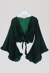 Khroma Venus Wrap Top in Diesel Green Velvet by all about audrey