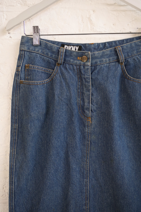 Vintage Denim Skirt - DKNY Classic Blue Pencil - Size W29