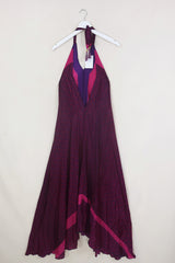 Athena Maxi Dress - Vintage Sari - Deep Magenta Paisley - Free Size M/L by All About Audrey