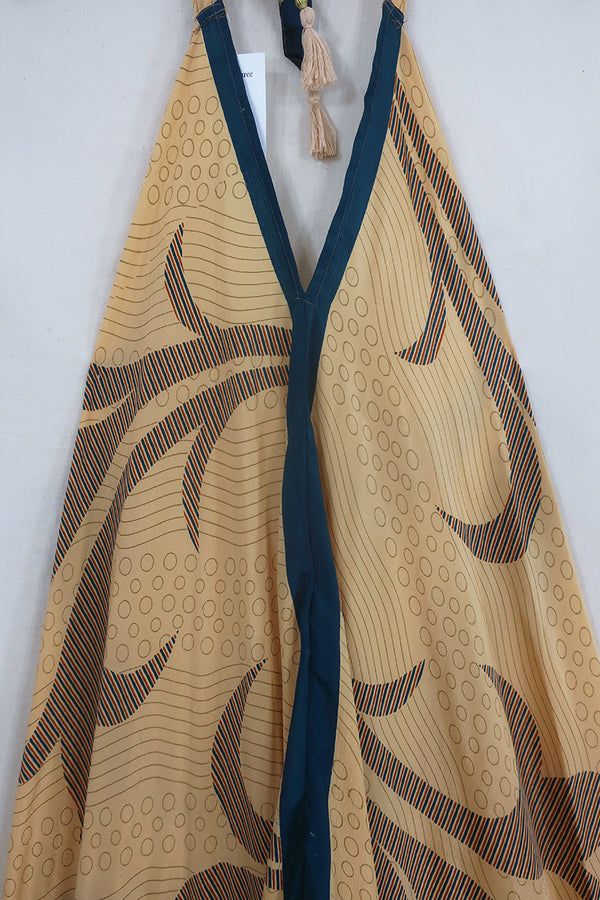 Athena Maxi Dress - Vintage Sari - Warm Golden Sand - Free Size L/XL