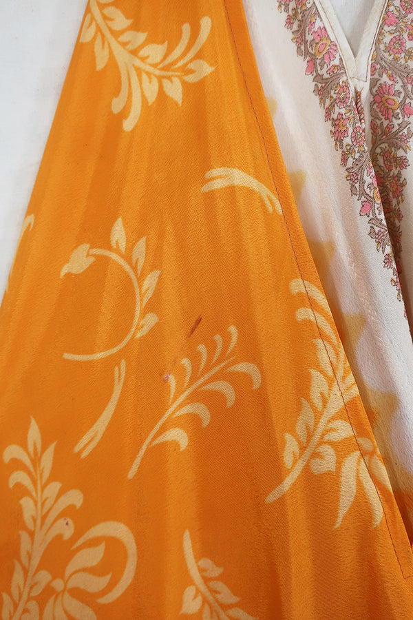 Athena Maxi Dress - Vintage Sari - Rising Sun Orange - Free Size L/XL