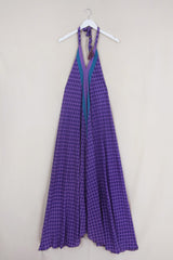 SALE Athena Maxi Dress - Vintage Sari - Ornate Lavender Tile - Free Size M/L