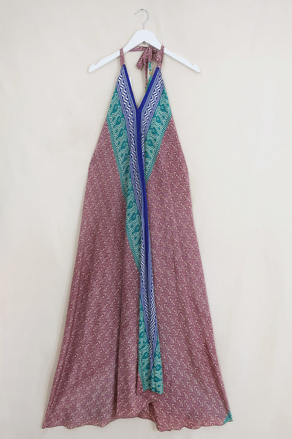 Athena Maxi Dress - Vintage Sari - Pink Mauve Nouveau - Free Size S/M by All About Audrey