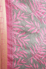 Athena Maxi Dress - Vintage Sari - Tropical Pink Palms - Free Size S/M