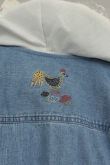 Eloise Reclaimed Denim Blouse in Hen Party Embroidery - Free Size by All About Audrey